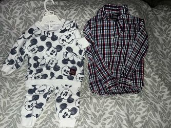 Mickey Mouse Toddler Set & IZOD Plaid Shirt Bundle