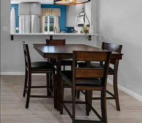 Wooden 5-piece Square Counter Height Dining Set Cappuccino