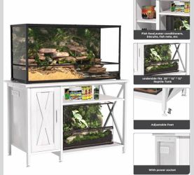 120 Gallon Reptile Tank Stand, 4x2x2 Reptile Enclosure Stand, with Storage Cabinet