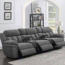 ~Power Reclining Home Theater Seats Upholstered in Soft Grey~Best Prices!