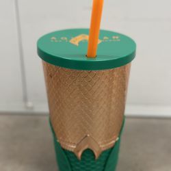 AMC  Exclusive Aquaman Lost Kingdom Tumbler Cup With Lid Straw NEW