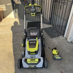 RYOBI 40V HP Brushless Whisper Series 21. in Walk Behind Self-Propelled All Wheel Drive Mower - (1) 6.0 Ah Batteries & Charger 