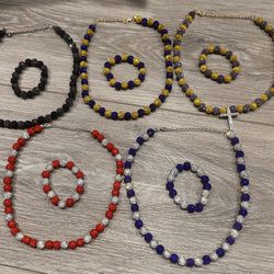 Drippy beads Set Necklace And Bracelet SOLD As A Pair! 🥎⚾️