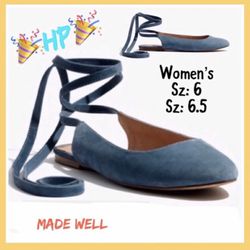 NIB Womens Designer Madewell Anklewrap Flats Sz:6