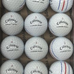 12 Callaway Chrome Tour Triple Track White Golf Balls 5/4a Lot D175