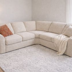 Oversized Bouclé Sectional Sofa – Cream Modular Couch (2 Piece, 170”)