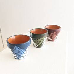Tiny Handpainted Terracotta Pots - Set Of 3