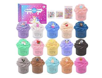 12 Pack Mini Butter Slime Kit, With Pink Watermelon & Lemon Slice Scents. Mermaid Slime Included - DIY Scented Slime Party Favor and Stress Relief Toy