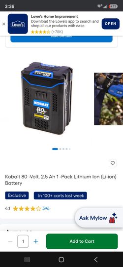 Kobalt 80 v 2.5 ah battery