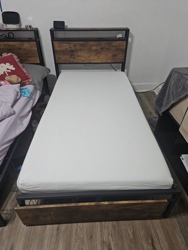 Twin Bed Frame With Power And Storage 