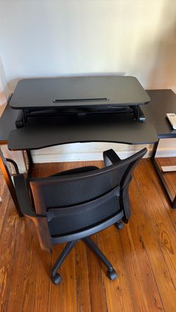 3-Piece Home Office Setup — Desk + Standing Desk Converter + Chair