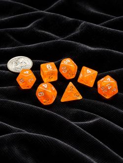 DND Dice Orange Mini 7pc Polyhedral RPG Dice Set