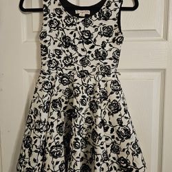 Knitworks Girls Black And White Floral A Line Dress Size 10