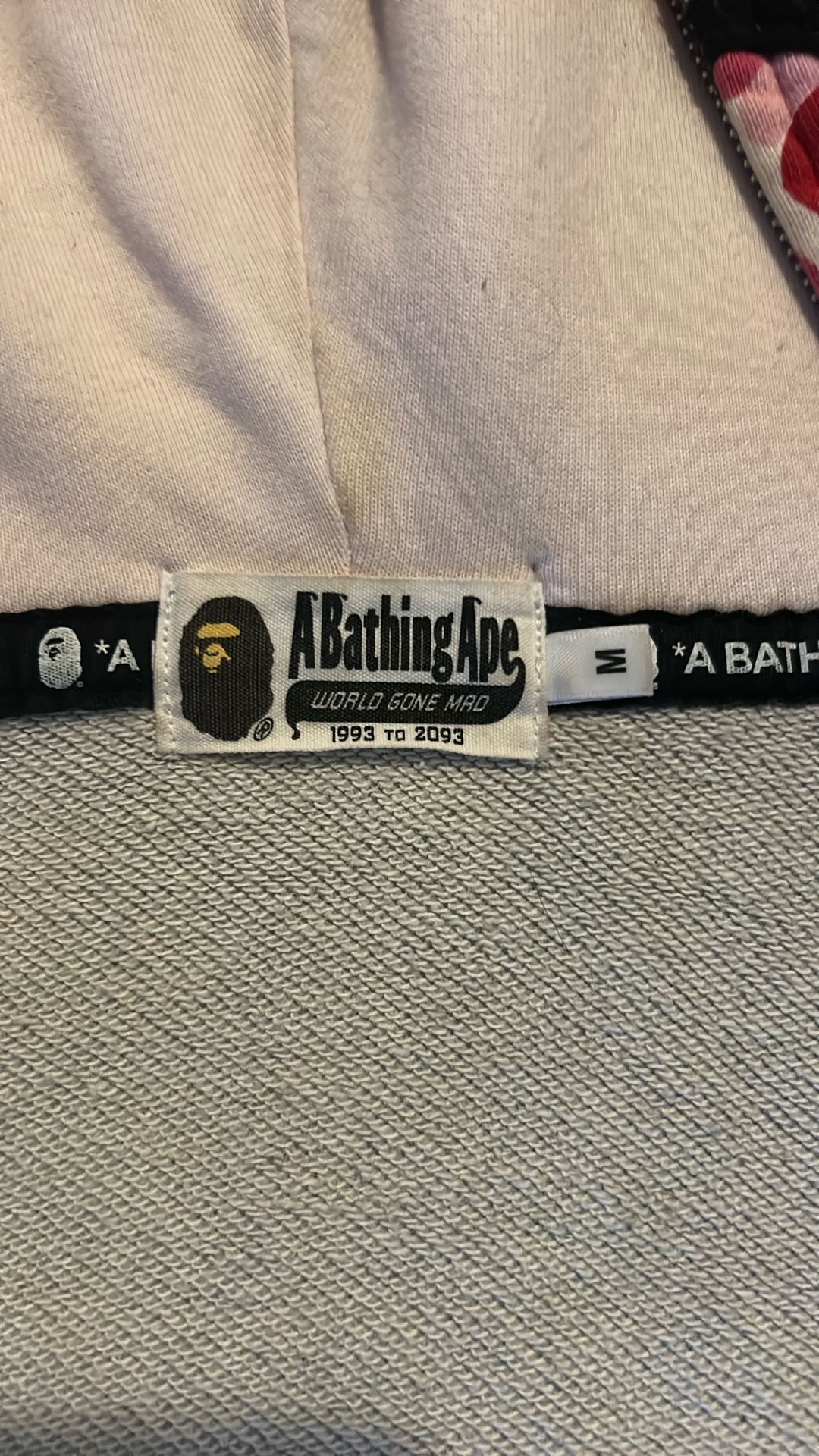 Gray And Pink Bape Hoodie