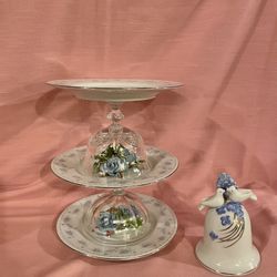 Vintage Blue 3-tier Serving Dish