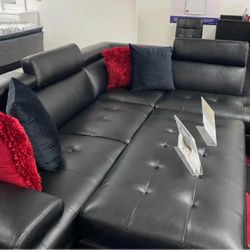 Fall blowout sale. Ibiza black sexual sofa with ottoman now only $899. Easy finance option. Same day delivery.