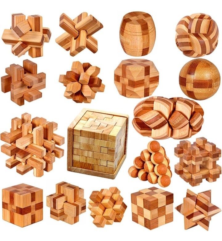 18 Pack Wooden Brain Teaser Puzzles 