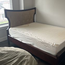 Used Wooden Bed Frame, Box Spring, and Mattress