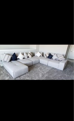 Large Modular Sectional Sofa Light Gray