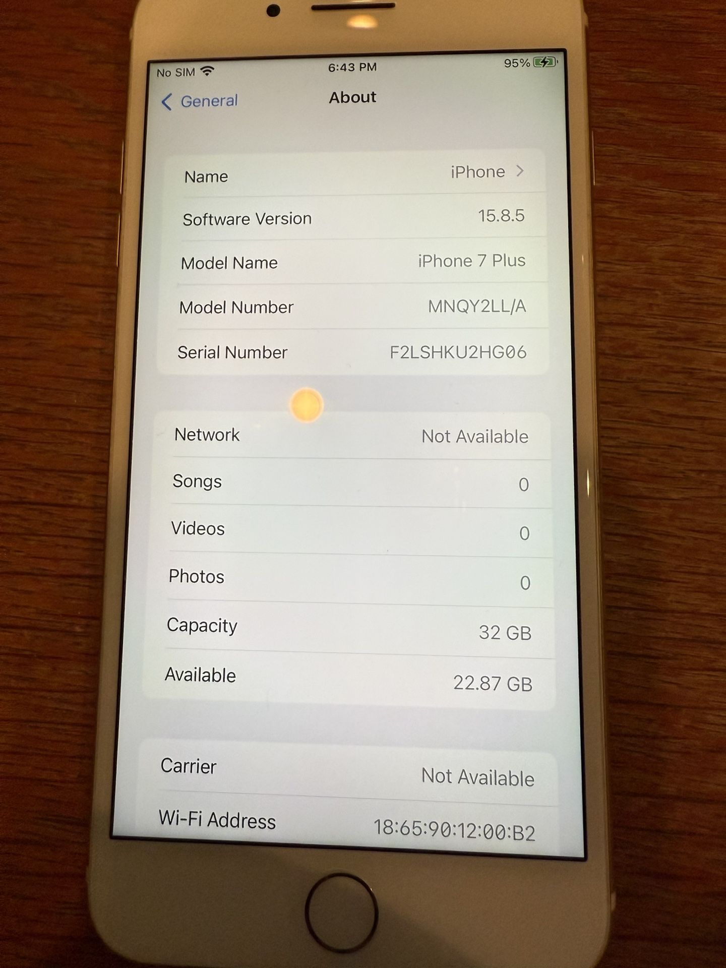 iPhone 7 Plus 32 GB Storage