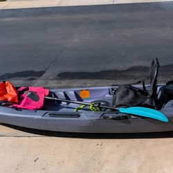 Quest Teton 100 Kayak with Paddle & Earth Pak Waterproof Dry Bag.