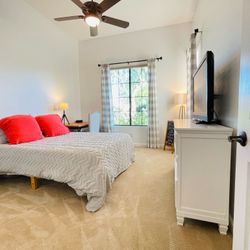 Purple Mattress (Queen) W/ Wooden Bed Frame 