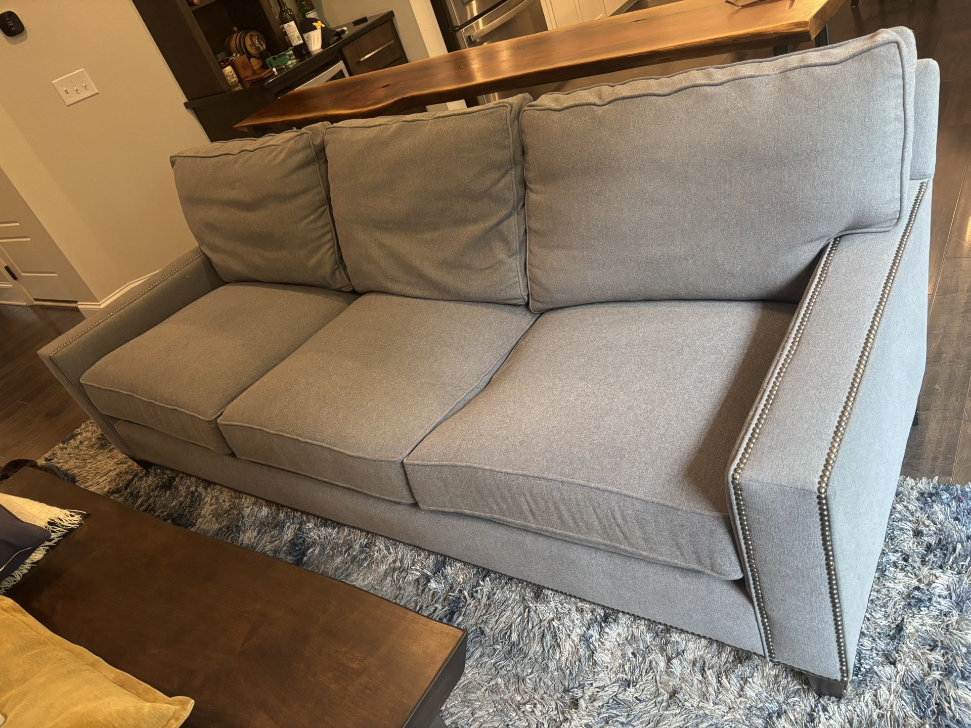 Gray Sofa With Nailhead Trim