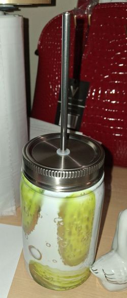 Pickle Jar Tumbler with Stainless Steel Straw
