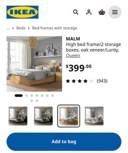IKEA Malm Queen Bed + mattress