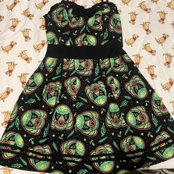 Green and Black Party Dress