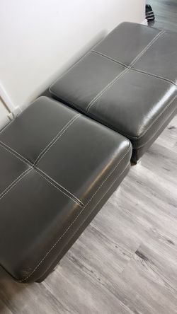 2 Grey Leather Leg Rest Great Condition