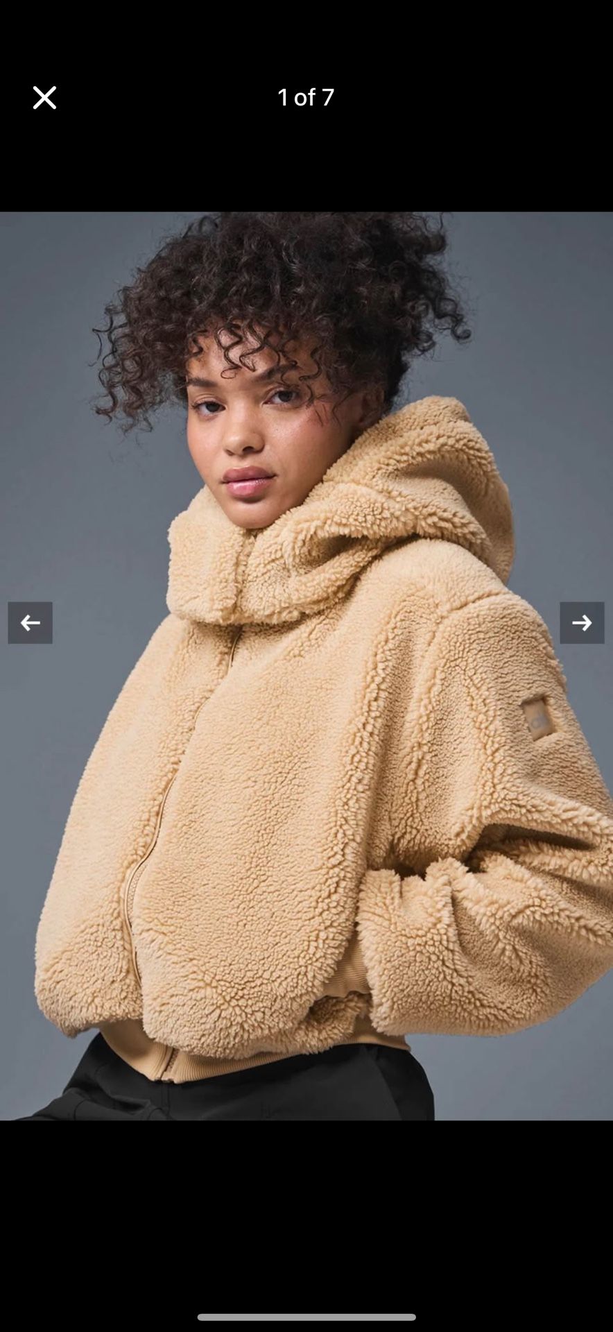 Alo Cropped Foxy Sherpa Jacket, Camel Color. Like New.