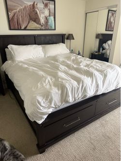 Black California King Platform Storage Bed Frame