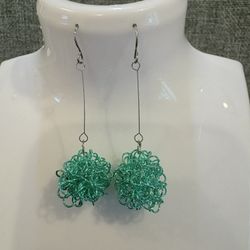 Never Use Wire wrapped Dangle Earrings-Turquoise Color