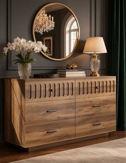 6 Drawer Dresser for Bedroom, Wide Modern Chest of Drawers