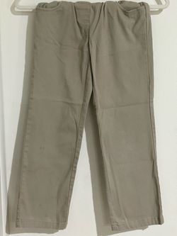 Khaki Elastic Waist Casual Pants