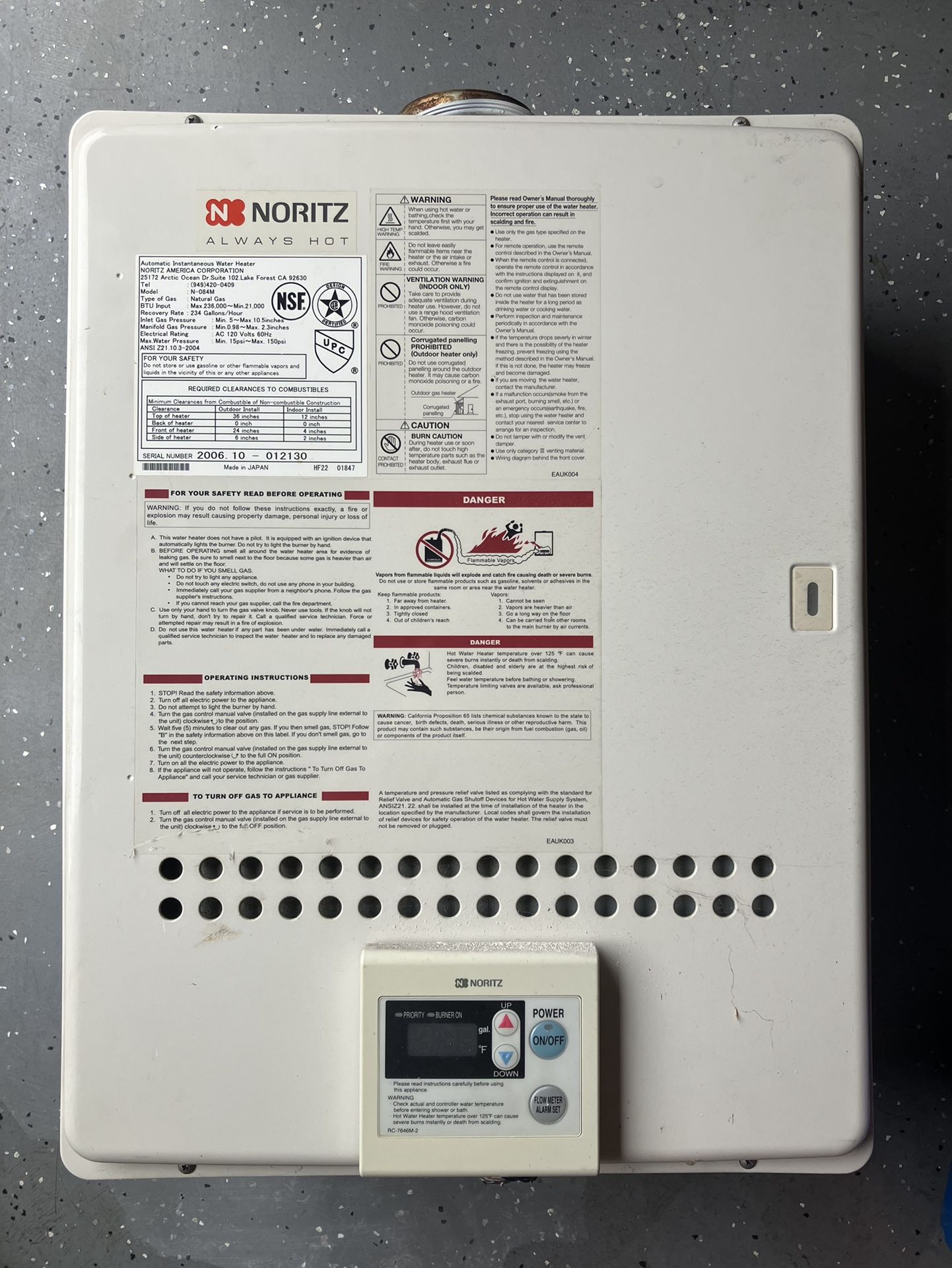 NORITZ Tankless Water Heater
