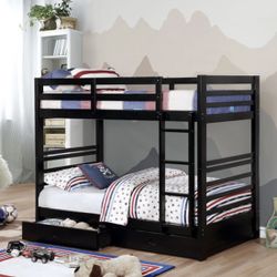 Black Twin Over Twin Bunk Bed