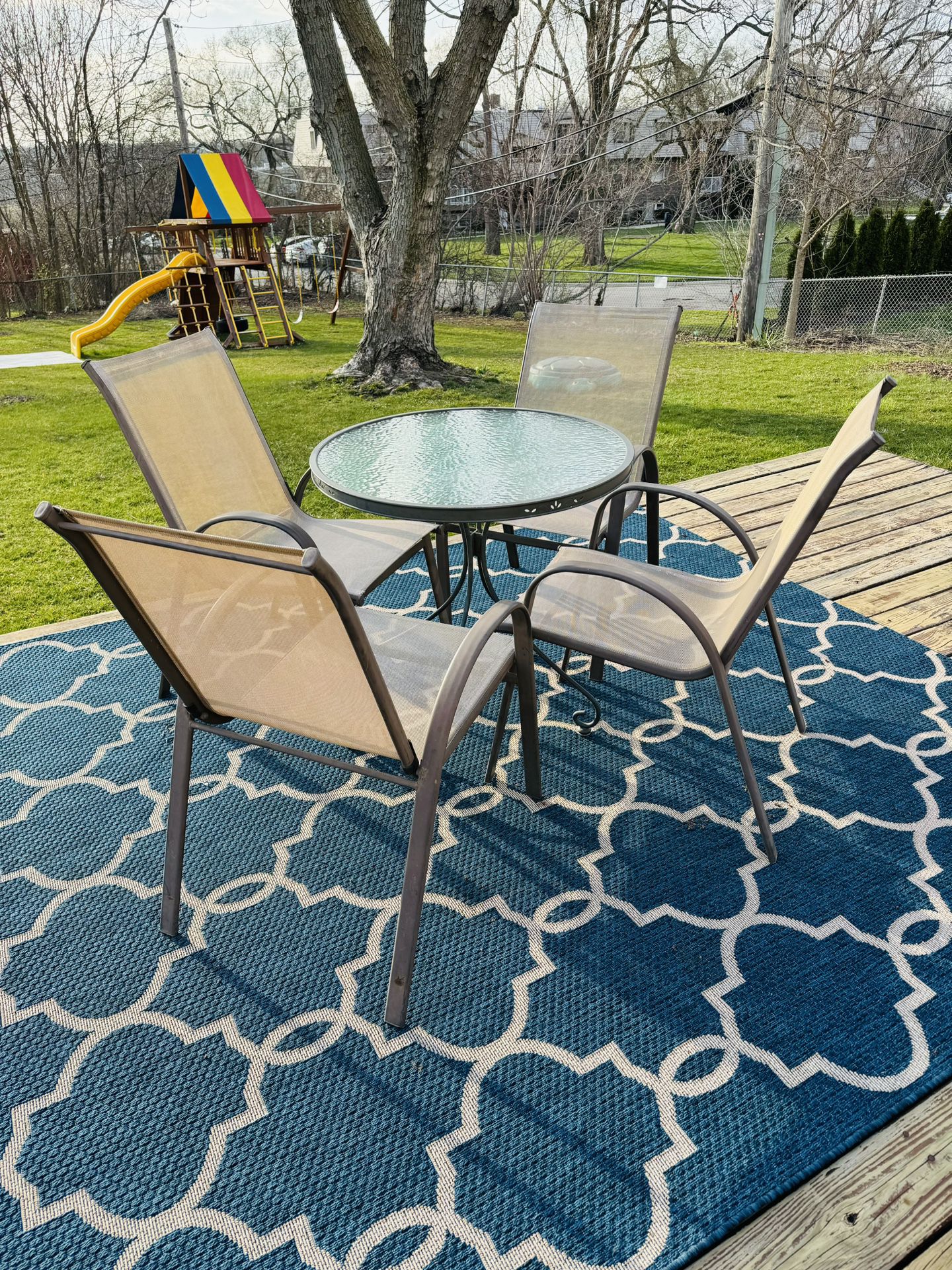 Patio Set - Patio Furniture - Outdoors - Table - Round - Chairs - Bistro