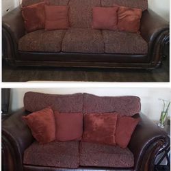Leather and Wood Couches