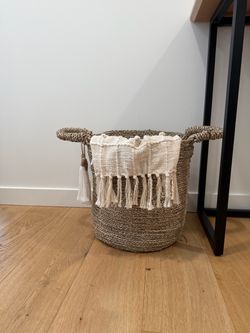 Woven Seagrass Storage Basket with Handles