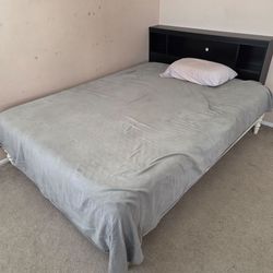 Full size Mattress Bed Frame with Bookcase Headboard