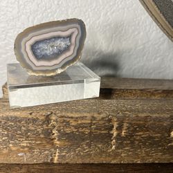 Polished Agate Half Stone On Lucite Base