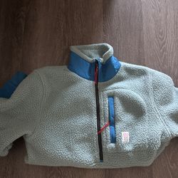 Topo Designs Teal Half Zip Sweater Mens Size S