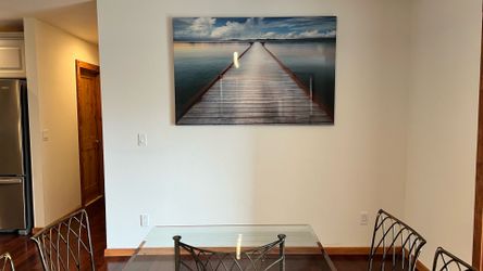 Huge hanging canvas picture of dock