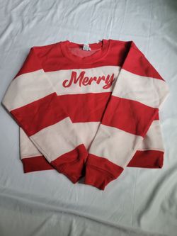 Merry Red & White Striped Holiday Sweatshirt