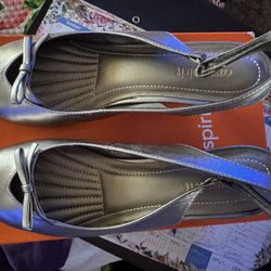 East spirit Dressy Sling Shoes, Silver 8W