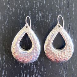 .925 stamped hammered Sterling Silver heavyweight dangle earrings, Centerville pickup 