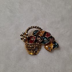 Jeweled Basket Pin