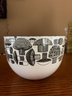Vintage Mid -Century Scandinavian Modern Finel Enamel Mushroom Bowl
